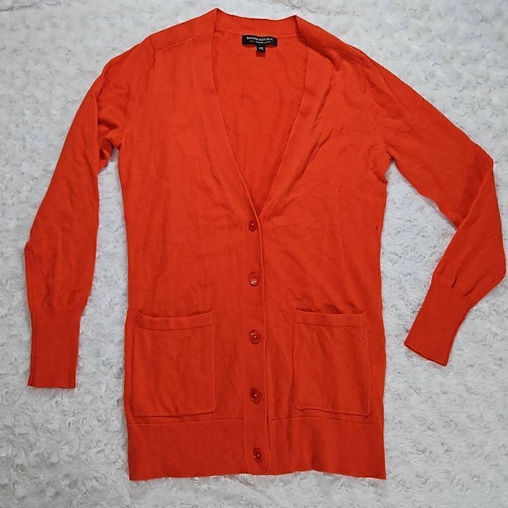 Merino Wool Red Orange Cardigan Banana Republic Womens Size XS